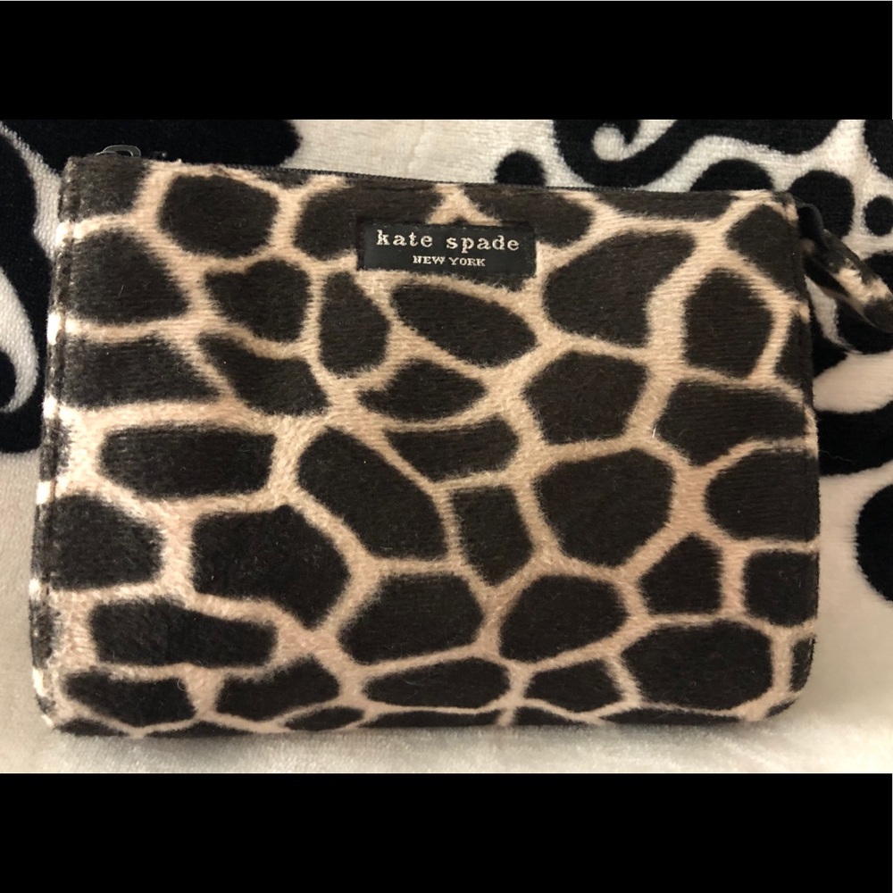Kate Spade Fuzzy Giraffe Print Clutch/Makeup Bag